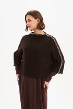Load image into Gallery viewer, Tirelli Contrast Stitch Detail Knit Chocolate