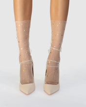 Load image into Gallery viewer, High Heel Jungle Starry Sky Tulle Socks Nude/ Gold