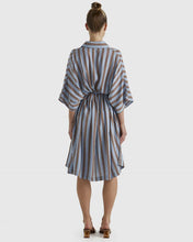 Load image into Gallery viewer, Fate + Becker Grounded Shirt Dress Blue/Tobacco Stripe
