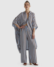Load image into Gallery viewer, Fate + Becker Grounded Shirt Dress Blue/Tobacco Stripe