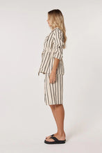 Load image into Gallery viewer, Fate + Becker Luna Wrap Blazer Cream/ Black Stripe