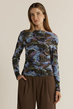 Load image into Gallery viewer, Fate + Becker Alix Mesh Top Blurred Floral Blue