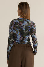 Load image into Gallery viewer, Fate + Becker Alix Mesh Top Blurred Floral Blue
