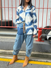 Load image into Gallery viewer, Tirelli Open Collar Shirt Blue Diamond Print