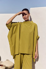 Load image into Gallery viewer, Tirelli Statement Neck Tunic Split Pea