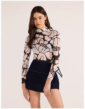 Load image into Gallery viewer, MINKPINK Persephone Mesh Skivvy Top Black Floral