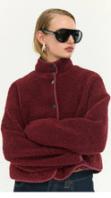 Load image into Gallery viewer, Staple The Label Katya Crop Sherpa Jacket Merlot