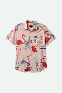 Brixton Charter Shirt S/S Coral Pink/Dusty Cedar/Canal