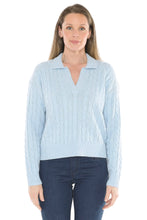 Load image into Gallery viewer, Jump Collared Cable Pullover Ice Blue Marle