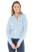 Load image into Gallery viewer, Jump Collared Cable Pullover Ice Blue Marle