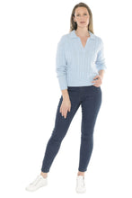 Load image into Gallery viewer, Jump Collared Cable Pullover Ice Blue Marle