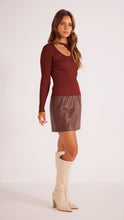 Load image into Gallery viewer, MINKPINK Amber Cutout Knit Top Chocolate
