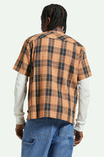 Load image into Gallery viewer, Brixton Cru Linen Blend S/S Woven Black/Rust Orange