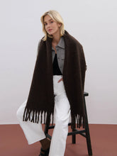 Load image into Gallery viewer, Angels Whisper Betty Wool Plain Fluffy Scarf Brown