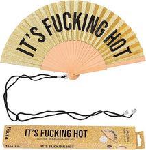 Load image into Gallery viewer, Fisura 'It's F***ing Hot' Hand Fan With Gift Box Gold