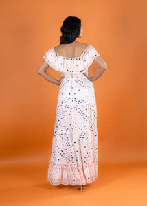 Anannasa Angel Off Shoulder Maxi Dress Peach