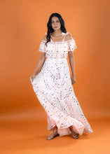 Load image into Gallery viewer, Anannasa Angel Off Shoulder Maxi Dress Peach