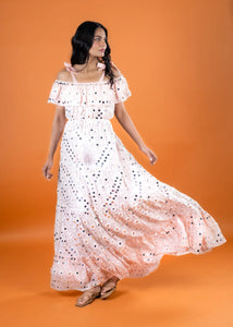 Anannasa Angel Off Shoulder Maxi Dress Peach