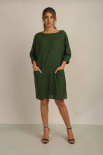 Load image into Gallery viewer, Anannasa Sammy Tunic Dress W SLV Green Lined