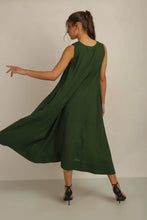 Load image into Gallery viewer, Anannasa Sammy Flare Dress W Sash Green
