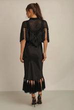 Load image into Gallery viewer, Anannasa Zara Beaded Tassel Cape Black