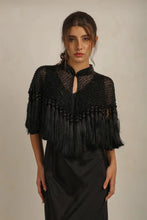 Load image into Gallery viewer, Anannasa Zara Beaded Tassel Cape Black