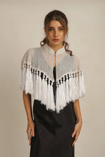 Load image into Gallery viewer, Anannasa Zara Beaded Tassel Cape White