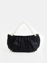 Load image into Gallery viewer, Angels Whisper Victoria Satin Pearl Strap Bag Black