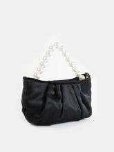Load image into Gallery viewer, Angels Whisper Victoria Satin Pearl Strap Bag Black