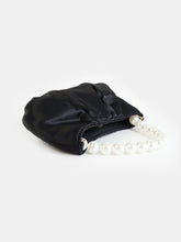 Load image into Gallery viewer, Angels Whisper Victoria Satin Pearl Strap Bag Black