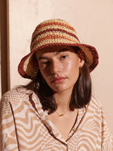 Load image into Gallery viewer, Angels Whisper Alana Striped Straw Bucket Hat
