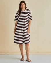 Load image into Gallery viewer, Betty Basics Eloise T-Shirt Dress Brown Stripe