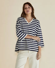 Load image into Gallery viewer, Betty Basics Raven Top Navy/Cream Stripe