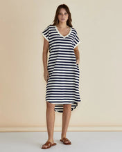 Load image into Gallery viewer, Betty Basics Jolene T-Shirt Dress Navy/Cream Stripe