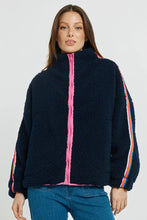 Load image into Gallery viewer, Betty Basics Aubrey Fleece Jacket Navy/ Rainbow