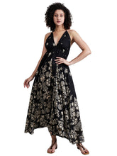 Load image into Gallery viewer, Namaskar BP-272/806 Cotton Halter Dress Black Floral