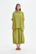 Load image into Gallery viewer, Tirelli Statement Neck Tunic Split Pea