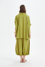 Load image into Gallery viewer, Tirelli Statement Neck Tunic Split Pea