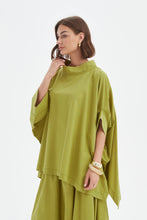 Load image into Gallery viewer, Tirelli Statement Neck Tunic Split Pea