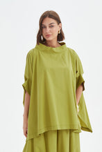Load image into Gallery viewer, Tirelli Statement Neck Tunic Split Pea