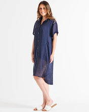 Load image into Gallery viewer, Betty Basics Lani Linen Shirt Dress Navy
