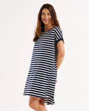 Load image into Gallery viewer, Betty Basics Maxine T-shirt Dress Navy Stripe