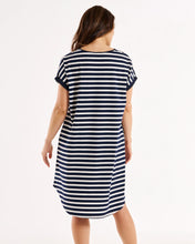 Load image into Gallery viewer, Betty Basics Maxine T-shirt Dress Navy Stripe