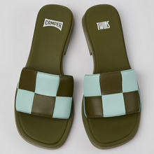 Load image into Gallery viewer, Camper Twins Multicoloured Leather Slide Khaki/Blue