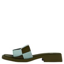 Load image into Gallery viewer, Camper Twins Multicoloured Leather Slide Khaki/Blue