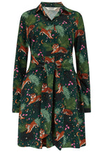 Load image into Gallery viewer, Sugarhill Brighton Henrietta Mini Shirt Dress Dark Green Tigers/Palms