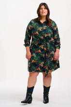 Load image into Gallery viewer, Sugarhill Brighton Henrietta Mini Shirt Dress Dark Green Tigers/Palms