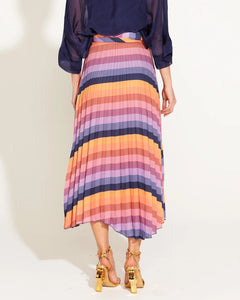 Fate + Becker Sunset Dream Pleated Midi Skirt Sunset Stripe