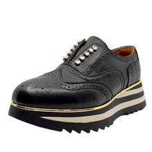 Load image into Gallery viewer, Alfie & Evie Houston Platform Sneaker Black Leather