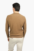 Load image into Gallery viewer, James Harper JHK51 Tobacco Cotton Waffle Crew Neck Jumper